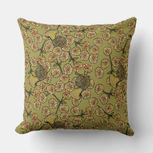  Marigold Flowers French Horn Pattern              Throw Pillow