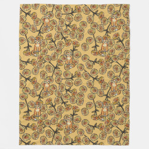 Marigold Flowers Ginger Cat Fleece Blanket