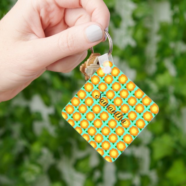 Marigold Flowers Keychain (Hand)
