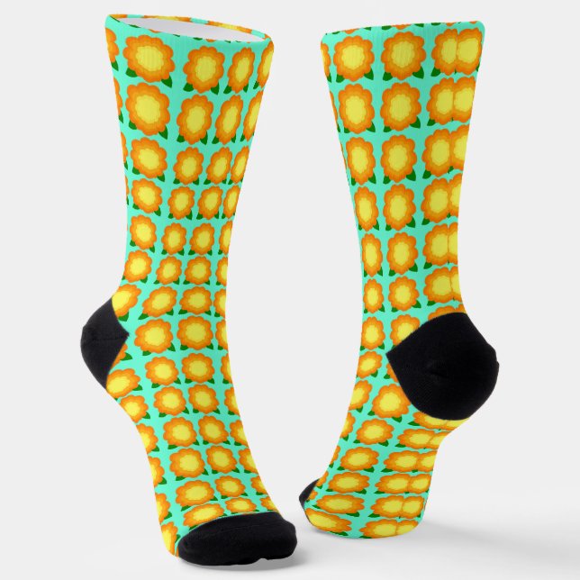 Marigold Flowers Socks (Angled)