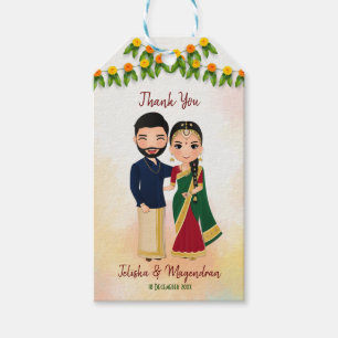 Marigold garlands with Hindu couple Tamil wedding Gift Tags