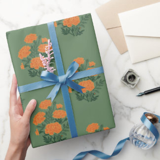 Marigold green wrapping paper