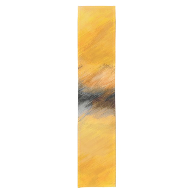 Marigold , grey and burnt lemon abstract short table runner (Front)
