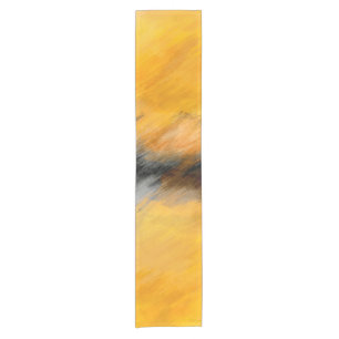 Marigold , grey and burnt lemon abstract short table runner