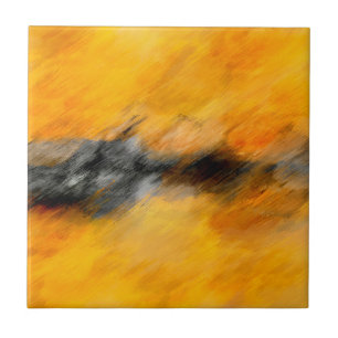 Marigold , grey and burnt lemon abstract tile
