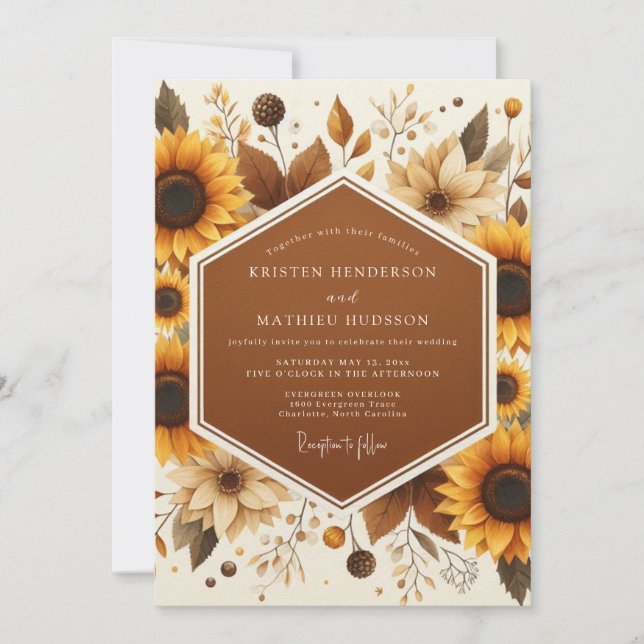 Marigold Harvest Bloom Wedding Invitation (Front)