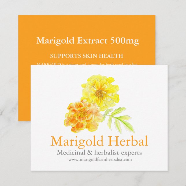 Marigold herbalists medicinal product card (Front/Back)