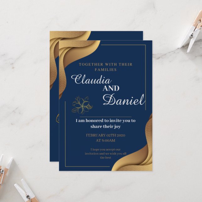Marigold invitations Indian as Hindu Wedding card  (Front/Back In Situ)