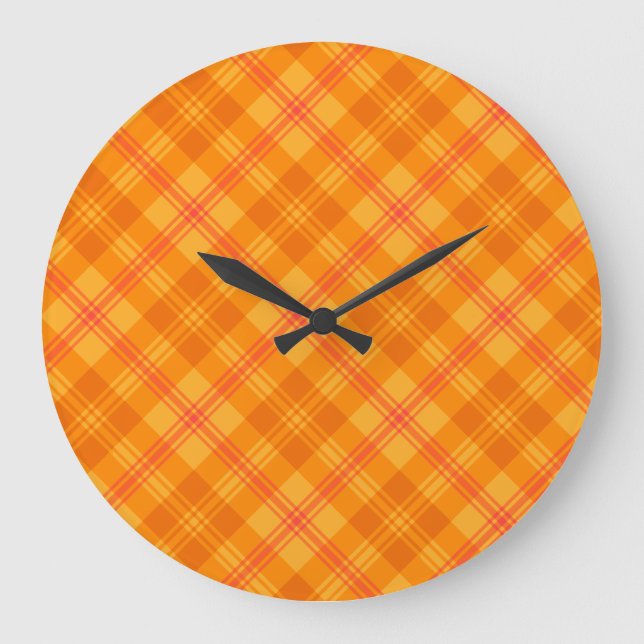 Marigold Medley Orange Tartan Arrondi Horloge mura (Recto)
