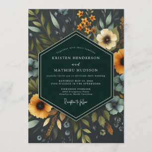 Marigold Nocturnal Bloom Wedding Invitation