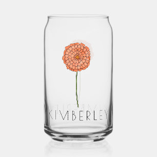 MARIGOLD October Birth Flower Custom Name Can Glass