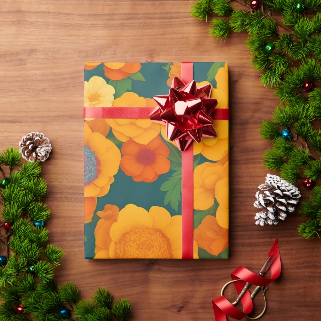 Marigold Rainbow Colourful Personalized Pattern Wrapping Paper (Holiday Gift)
