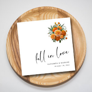 Marigold Romance: Custom Fall in Love Wedding Napkin