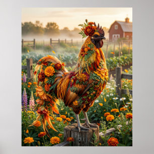 Marigold Rooster Sunrise Poster