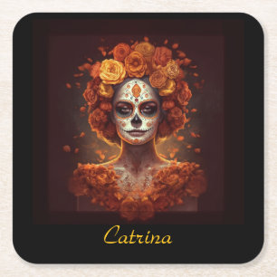 Marigold Spirit, custom Square Paper Coaster