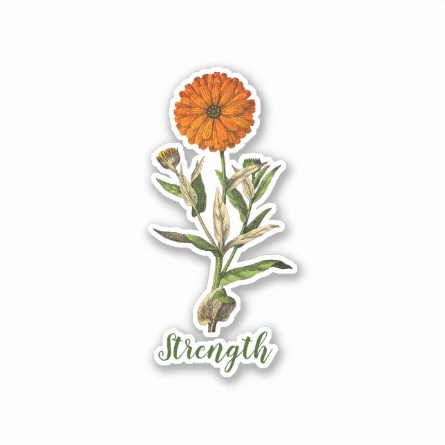 Marigold Strength Inspirational Classic Round Stic (Front)