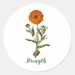 Marigold Strength Inspirational Classic Round Sticker
