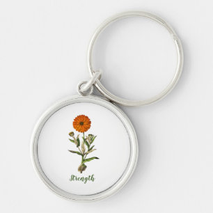 Marigold Strength Inspirational  Keychain
