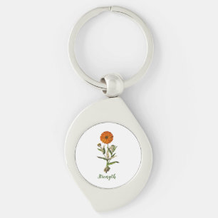 Marigold Strength Inspirational Keychain