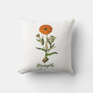 Marigold Strength Inspirational Pin Button Throw Pillow