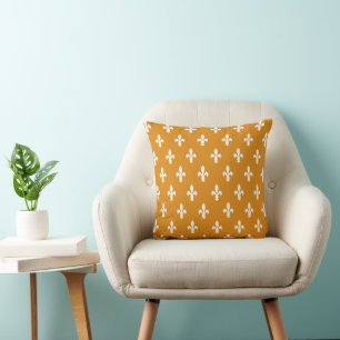Marigold Victorian Fleur de Lys Throw Pillow