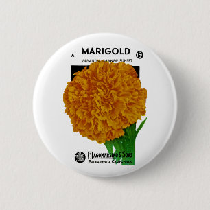 Marigold Vintage Seed Packet 2 Inch Round Button