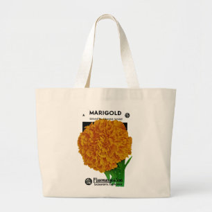Marigold Vintage Seed Packet Large Tote Bag