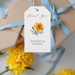 Marigold Wedding Elegant Watercolor Floral Yellow Gift Tags