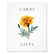 Marigold Yellow Floral Wedding Cards & Gifts Sign
