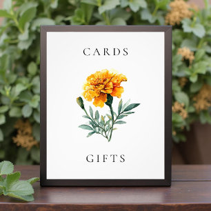 Marigold Yellow Floral Wedding Cards & Gifts Sign
