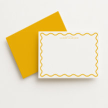 Marigold Yellow Modern Wavy Border Note Card