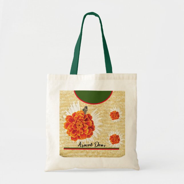 Marigolds and Bird Tote Bag (Front)