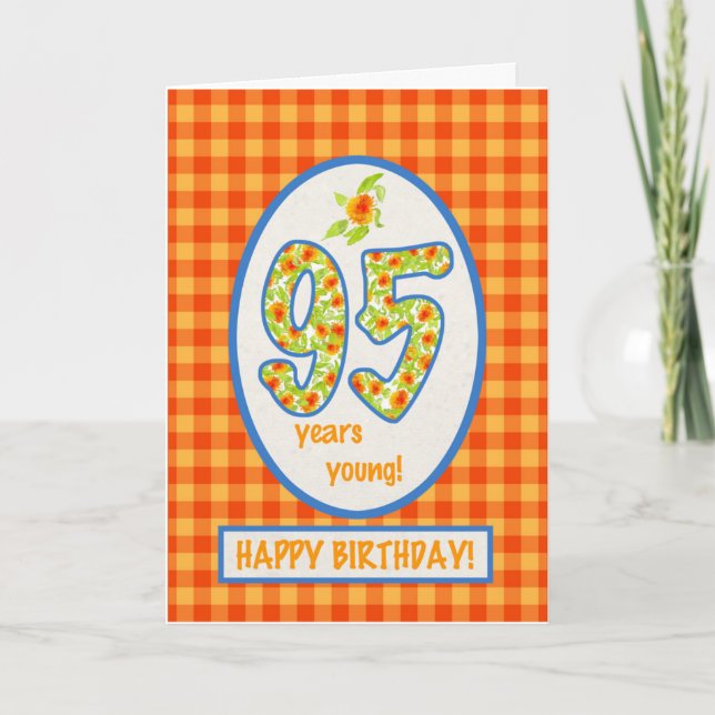 Marigolds and Check Gingham: 95th Birthday Card (Front)