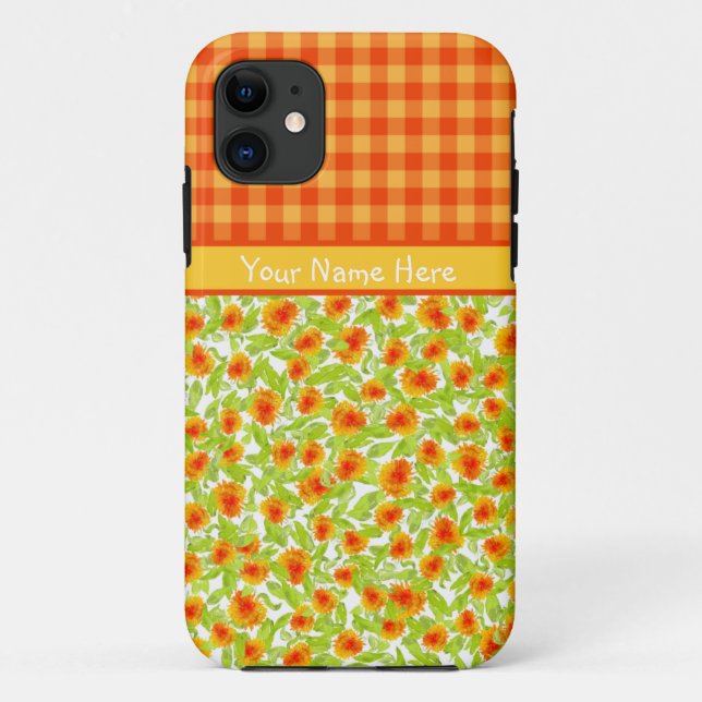 Marigolds et vérifier En vichy iPhone 5/5 Coque (Dos)