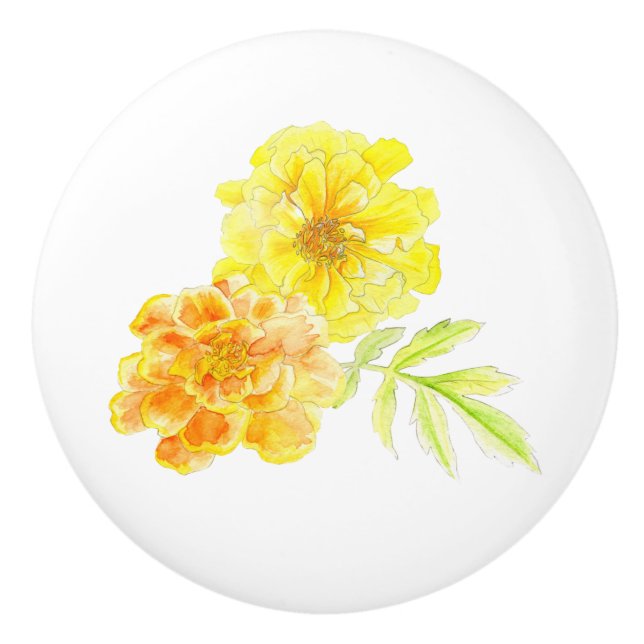 Marigolds yellow, orange pull knob handle (Front)