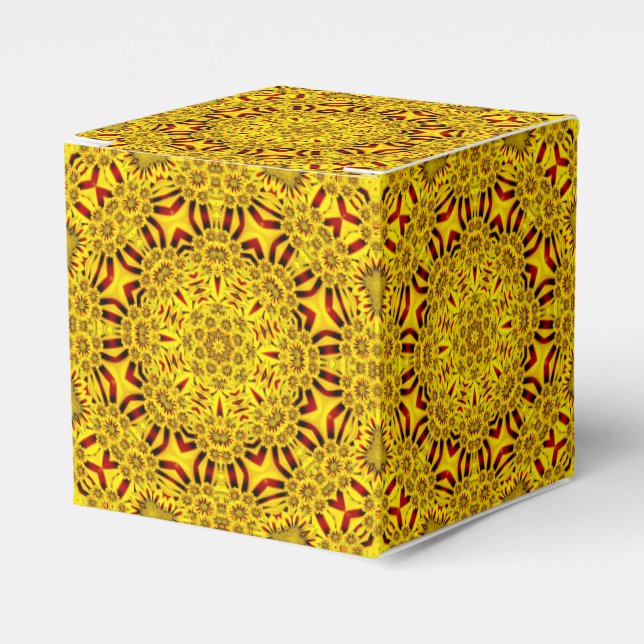 Marigolds Yellow & Red Vintage Kaleidoscope Favor Box (Front Side)