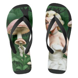 Marilyn Monroe mushroom fungi lovers unique Flip Flops