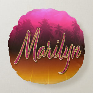 Marilyn Vorname Name golden pink Kissen Round Pillow