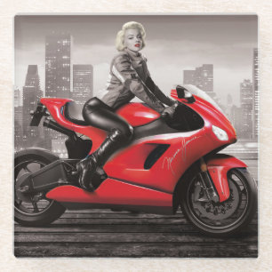 Marilyn's Motorcycle Glass Coaster