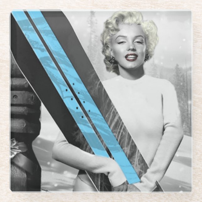Marilyn's Snowboard Glass Coaster (Front)