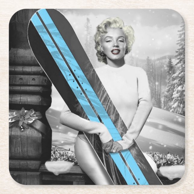 Marilyn's Snowboard Square Paper Coaster (Front)