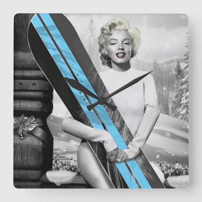 Marilyn's Snowboard Square Wall Clock (Front)