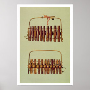 Marimba, front and back views, South African, from Poster