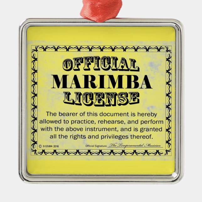Marimba License Metal Ornament (Front)
