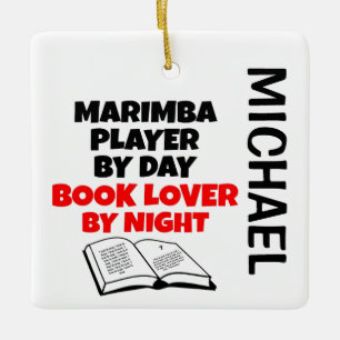 Marimba Player loves Reading CUSTOM Ceramic Ornament
