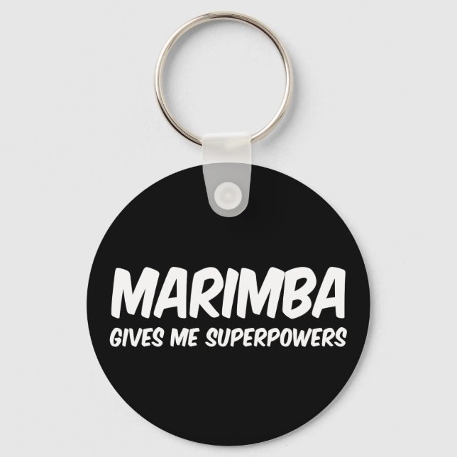 Marimba Superpowers Funny Superhero Music Keychain (Front)