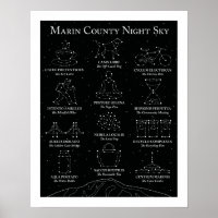 Marin County Night Sky Black Poster 16x20