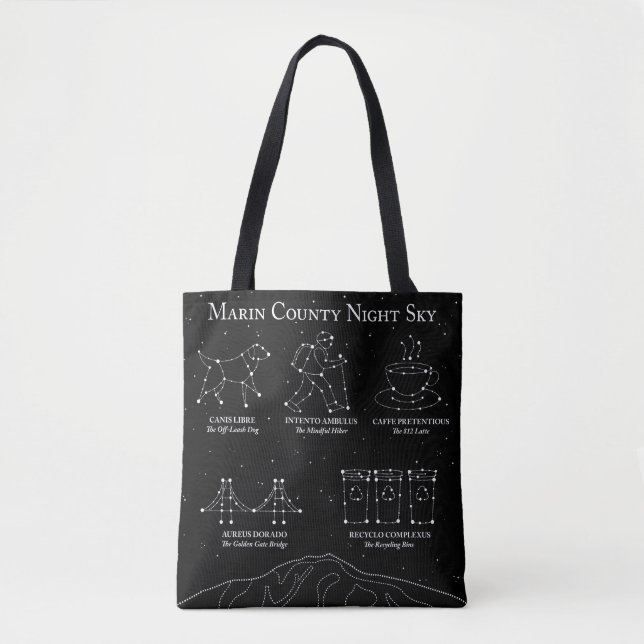 Marin County Night Sky Medium Tote Bag Black  (Front)