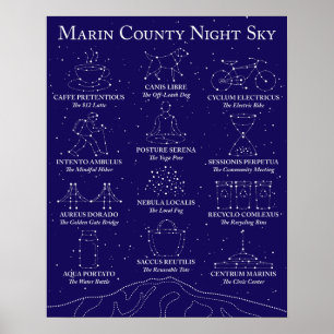 Marin County Night Sky Poster Blue