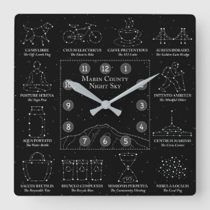 Marin County Night Sky Wall Clock Black